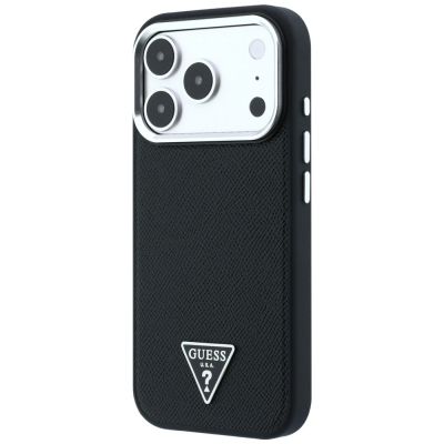 2. Etui Guess Grained Triangle Logo MagSafe na iPhone 17 Pro / 18 Pro - czarne