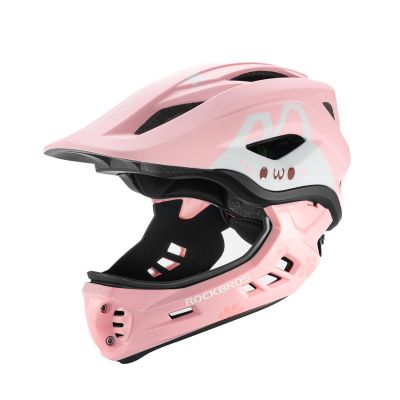 Kask rowerowy Rockbros TT-32001 Rabbit dziecięcy z odpinaną szczęką rozmiar S (48-52) - różowy