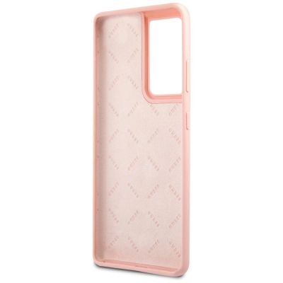 7. Etui Guess Script Vintage na Samsung Galaxy S21 Ultra - różowe