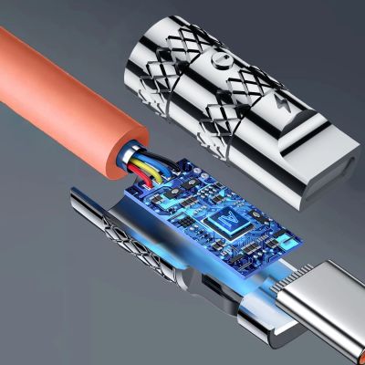 3. Kabel kątowy Dudao L24CL USB-C - Lightning o rotacji 180° 30W 1m - pomarańczowy