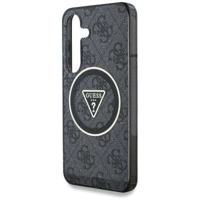 6. Etui Guess 4G Glitter Triangle Buttons MagSafe do Samsung Galaxy S25 czarny