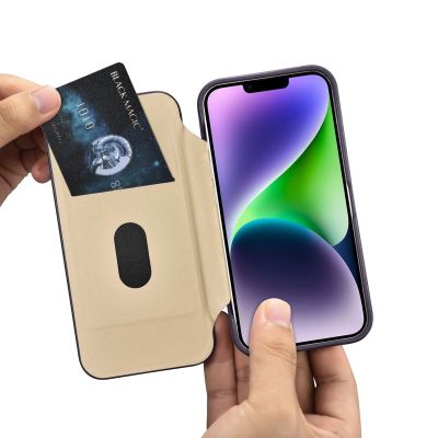 19. iCarer CE Premium Leather Folio Case skórzane etui iPhone 14 Plus z klapką magnetyczne MagSafe ciemnofioletowy (WMI14220715-DP)