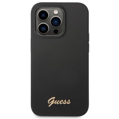 3. Etui Guess Silicone Vintage Gold Logo na iPhone 14 Pro Max - czarne