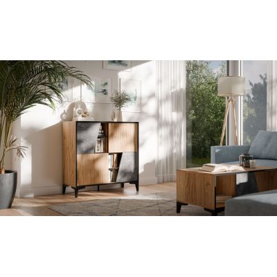 3. Regał 4D OVO 90x38xH90 dąb/beton