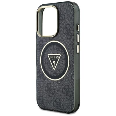6. Etui Guess IML Metal Glitter 4G Circle Triangle MagSafe na iPhone 16 Pro - czarne