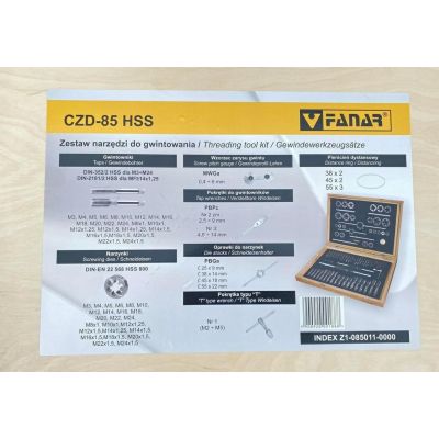 2. ZESTAW NARZEDZI DO GWINTOWANIA M3-M24 HSS CZD-85
