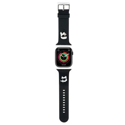 Pasek Karl Lagerfeld 3D Rubber Karl&Choupette Heads na Apple Watch 38/40/41mm - czarny