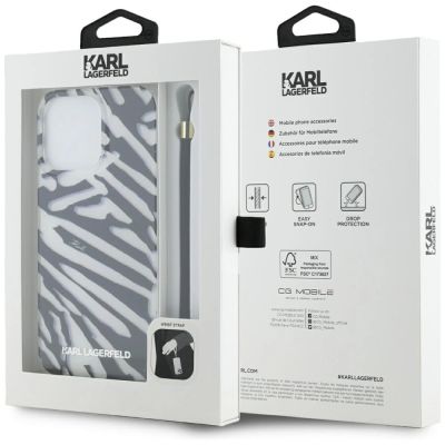 7. Etui Karl Lagerfeld IML Zebra Pattern & Cord na iPhone 15 Pro - czarne