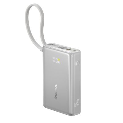 Powerbank Baseus PicoGo 10000mAh 45W z wyświetlaczem cyfrowym z wbudowanym kablem USB-C - tytanowy
