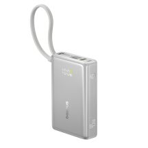 Powerbank Baseus PicoGo 10000mAh 45W z wyświetlaczem cyfrowym z wbudowanym kablem USB-C - tytanowy