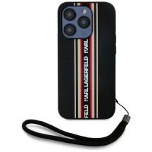 Etui Karl Lagerfeld Saffiano Athleisure Stripes Cord na iPhone 15 Pro - czerwone