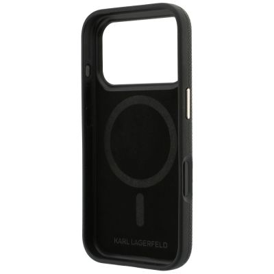 7. Etui Karl Lagerfeld Grained with Resin Signature Logo MagSafe na iPhone 18 Pro / 17 Pro - czarne