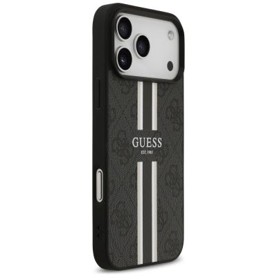 4. Etui Guess 4G Printed Stripes MagSafe na iPhone 17 Pro Max - czarne