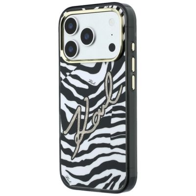 2. Etui Karl Lagerfeld IML Signature Zebra Glitter MagSafe na iPhone 17 Pro Max / 18 Pro Max - złote