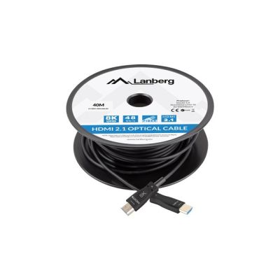 14. LANBERG KABEL HDMI M/M V2.1 40M 8K OPTYCZNY AOC CA-HDMI-30FB-0400-BK