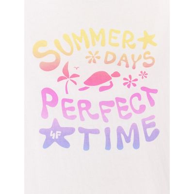 6. T-shirt bawełniany dziewczęcy 4F 4FJRSS26TTSHF3913-10S