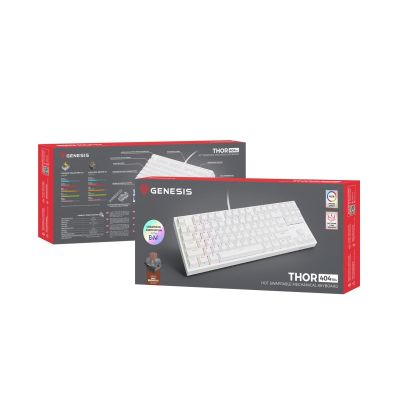 13. GENESIS Thor 404 TKL klawiatura Gaming USB QWERTY Amerykański międzynarodowy Biały