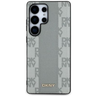 3. Etui DKNY Leather Checkered Pattern MagSafe na Samsung Galaxy S25 Ultra - szare