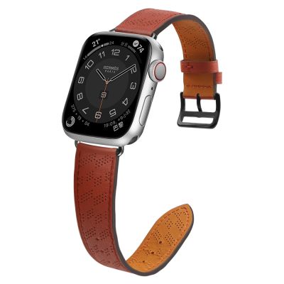 3. Pasek skórzany Strap Leather do Apple Watch 38 / 40 / 41 mm opaska bransoleta - czerwony