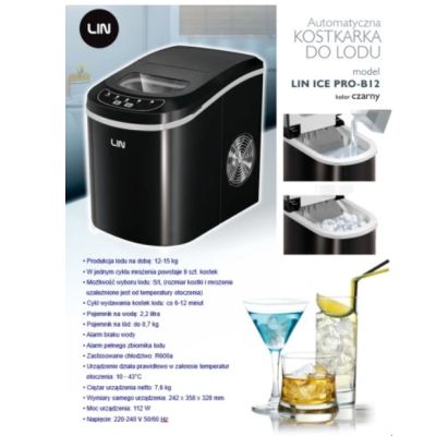 9. Kostkarka do lodu LIN ICE PRO-B12 czarna