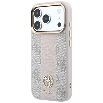 2. Etui Guess 4G with Stripe Round and Classic Logos MagSafe na iPhone 17 Pro / 18 Pro - różowe