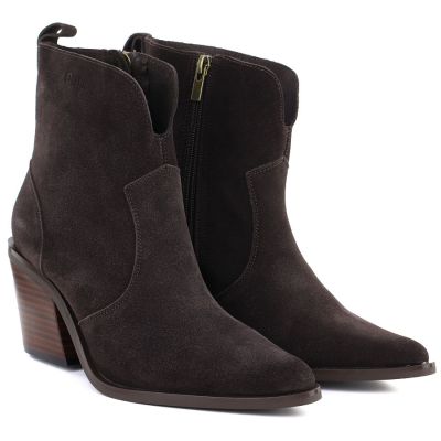 3. Skórzane botki damskie kowbojki brązowe Big Star TT274956