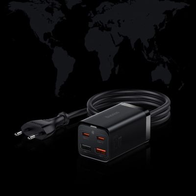 20. Baseus GaN3 Pro szybka ładowarka sieciowa GaN 2 x USB Typ C / 2 x USB 65W PD, QC4.0+, AFC, PPS + kabel USB Typ C - USB Typ C 1m czarny (CCGP040101)