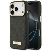 Etui Guess 4G Logo Plate MagSafe na iPhone 18 Pro Max / 17 Pro Max - czarne
