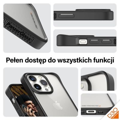 3. Etui PanzerGlass ClearCase na iPhone 15 Pro z certyfikatem Military Grade - przezroczysto-czarne