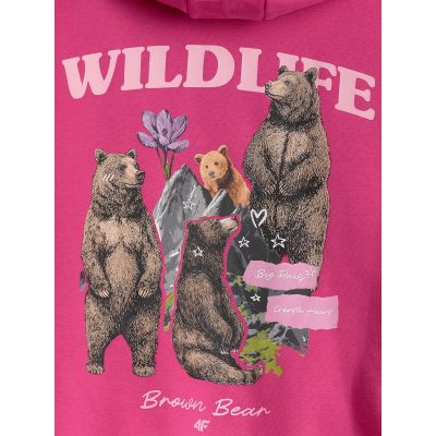 6. Bluza dresowa loose z kapturem dziewczęca 4F 4FJKAW26TSWSF3137-54S