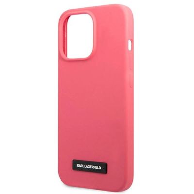 6. Etui Karl Lagerfeld Silicone Plaque na iPhone 13 Pro Max - fuksjowy
