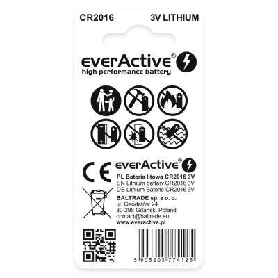 2. EVERACTIVE BATERIE LITOWE MINI CR2016 BLISTER 2 SZT. CR20162BL