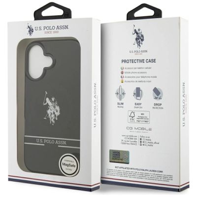8. Etui US Polo DH and Bottom Stripe Logo MagSafe na iPhone 17 - czarne