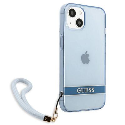 4. Etui Guess Translucent Strap na iPhone 13 mini - niebieskie