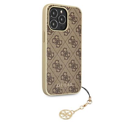 4. Etui Guess 4G Charms Collection na iPhone 13 Pro / iPhone 13 - brązowe