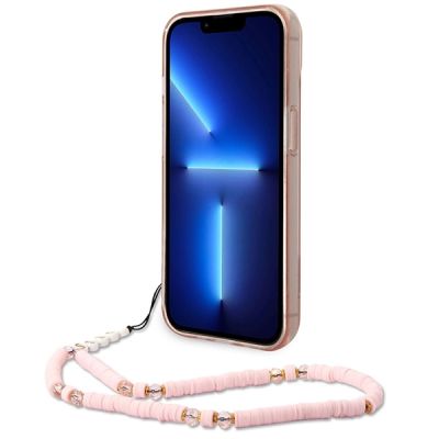 4. Etui Guess Translucent Pearl Strap na iPhone 14 Plus - różowe