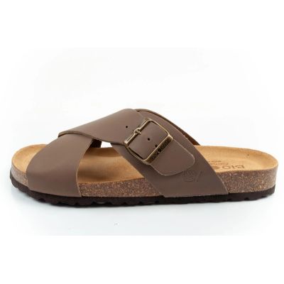 3. Bio Bio buty laczki męskie klapki profilowane skóra naturalna brązowe