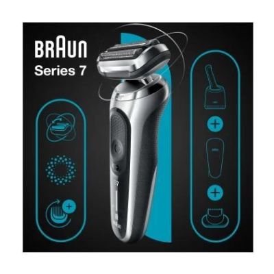 2. Braun Series 7 71-S7200c Golarka foliowa Przycinarka Czarny, Srebrny