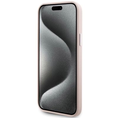 5. Etui Karl Lagerfeld Silicone Choupette Metal Pin na iPhone 15 Plus / 14 Plus - różowe