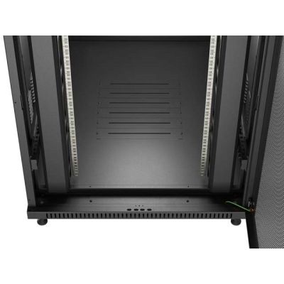 11. Szafa instalacyjna rack stojąca 19" 22U 800x1200 czarna drzwi perforowane Lanberg (flat pack)