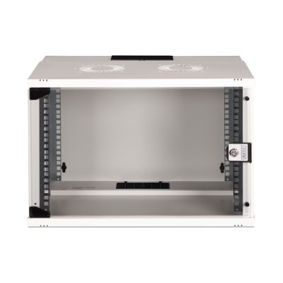 9. Szafa sieciowa wisząca 19" 7U, SOHO PRO 370 x 540 x 400 mm, drzwi szyba, szary, niezłożona, 60kg