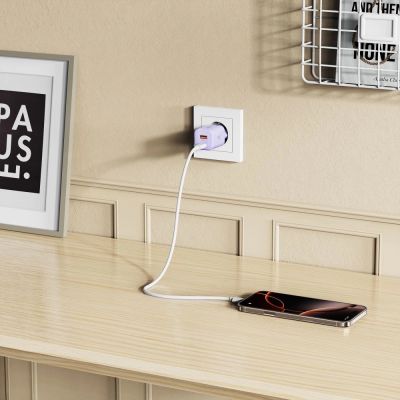 8. Ładowarka sieciowa Tech-Protect NCM33 PD 33W QC3.0 USB-C / USB-C - fioletowa