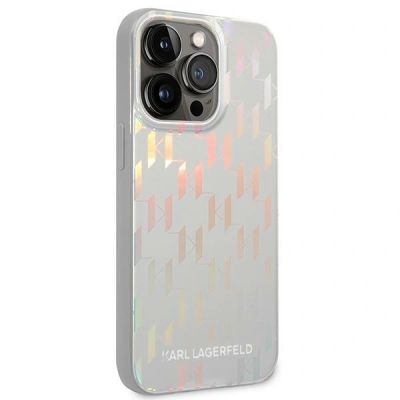 3. Etui Karl Lagerfeld Karl Lagerfeld Monogram Iridescent na iPhone 14 Pro - srebrne