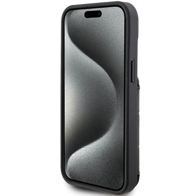 5. Etui Karl Lagerfeld Saffiano Cardslots and Stand Monogram Ikonik Patch do iPhone 15 - czarne