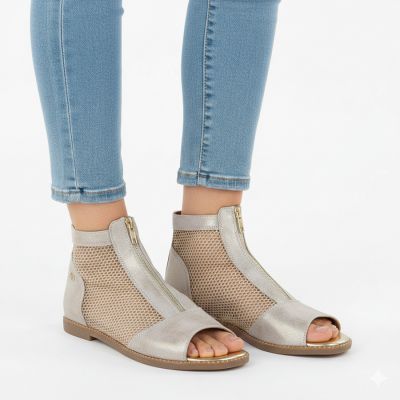 4. Botki damskie letnie ażurowe złote Jezzi RMR24148-5