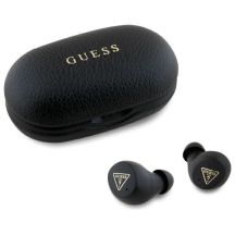 Słuchawki Bluetooth Guess Grained Classic Logo TWS + stacja dokująca - czarne