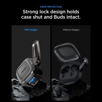 10. Etui Spigen Lock Fit na Samsung Galaxy Buds 4 / 4 Pro - czarne matowe