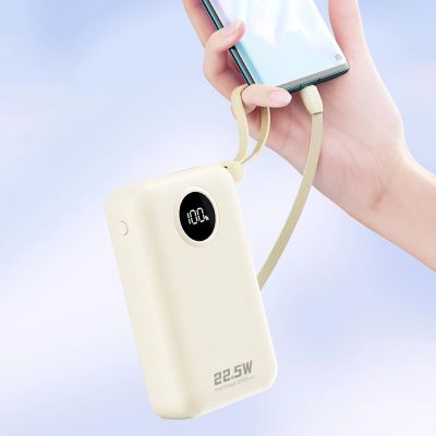 3. Powerbank Dudao K14+ 20000mAh 22.5W USB-C / USB-A / wbudowane kable Lightning i USB-C - biały