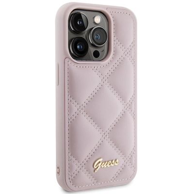 4. Etui Guess Quilted Metal Logo na iPhone 15 Pro Max - różowe