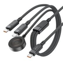 Kabel 3w1 Acefast C6-11 USB-C - 2x USB-C / Qi 480Mb/s 100W 1.2m - czarny